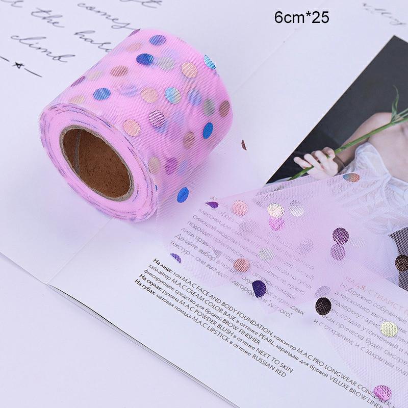 Glitter Tulle Roll 6/10Cm Mesh Ribbon Spool Roll With Sparkling Dots 25 Yards Long For Gift Packing Diy Craft Pink,6Cm25  |  Art & Crafts Art & Crafts 6cm*25