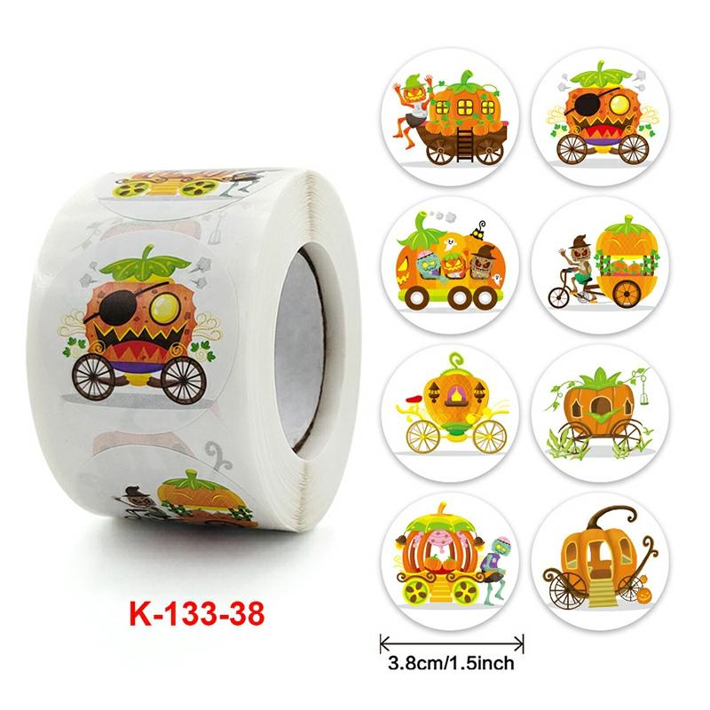 Halloween Elements Stickers Roll Colorful 500-Count Stickers Round Seals Stickers For Cards Gift Envelopes Box K-133  |  Writing Material Writing Material K-133