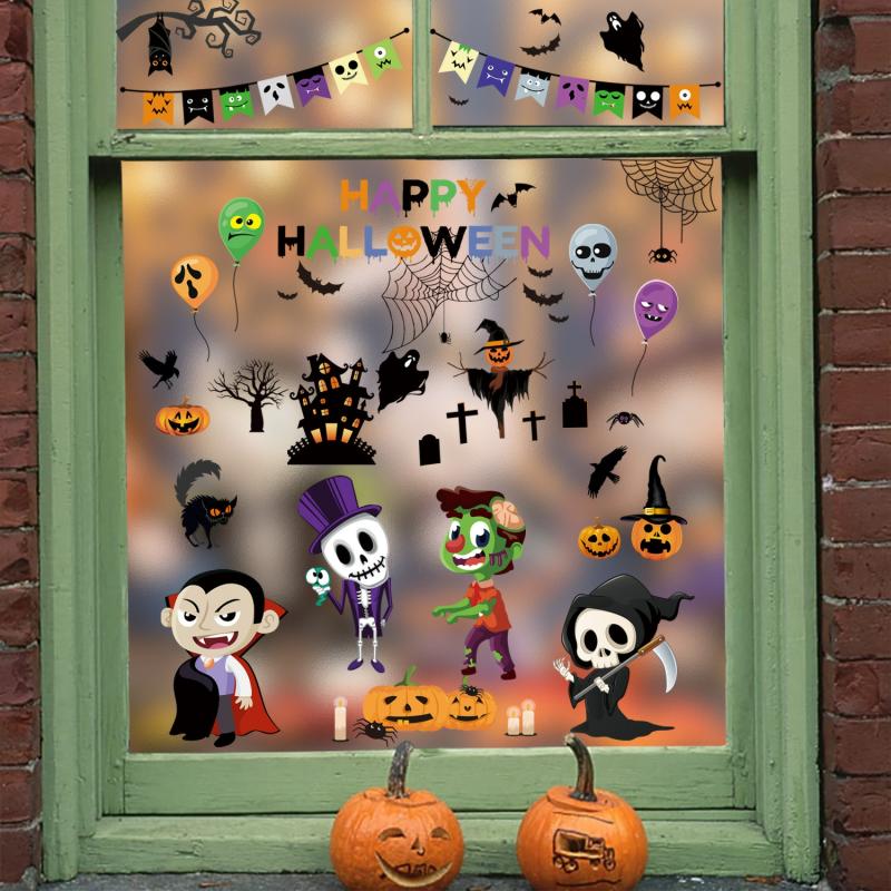 Halloween Window Clings Halloween Themes Pvc  Window Stickers Wall Decals For Home Party Decoration A  |  Writing Material Writing Material A