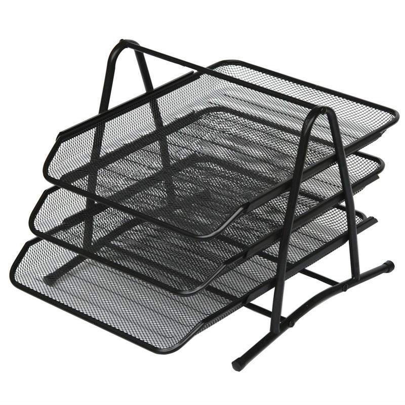 High Quality Black Metal 3 Tier Sliding Trays Office Desktop Letter File Storage Organizer Desk Paper Organizer  |  Files & Folders Files & Folders Files & Folders