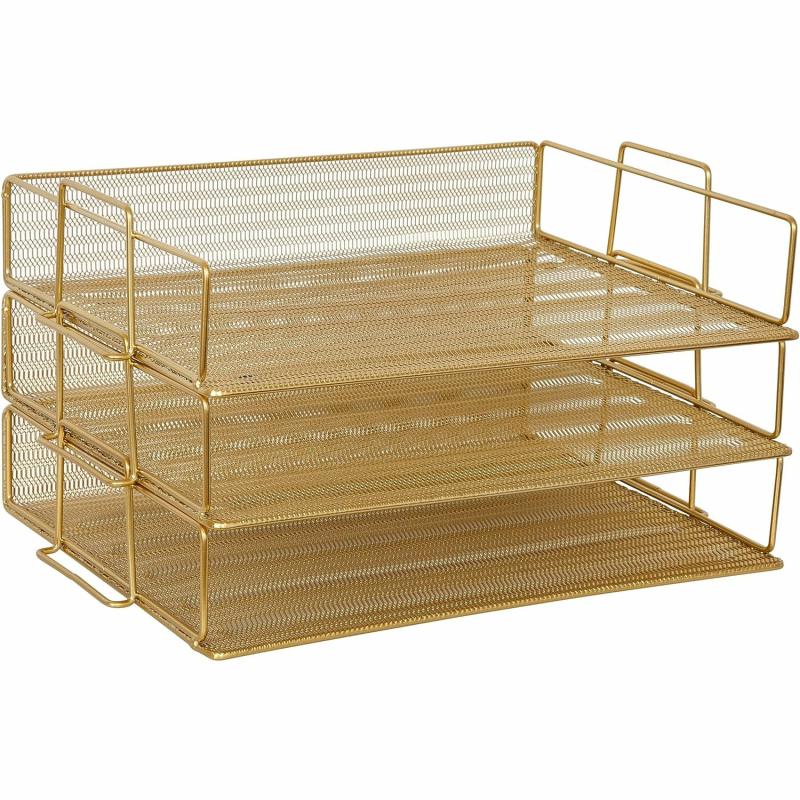 Home Office 3 Tier Stackable Steel Metal Mesh Inbox Tray Desk Letter Document File Paper Tray Organizer  |  Files & Folders Files & Folders Files & Folders