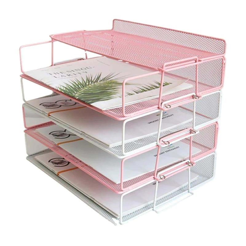 Hot Sale Home Use Office Storage Document Desk Organizer Metal Mesh 5 Layer Stackable File Trays For Desktop Organization  |  Files & Folders Files & Folders Files & Folders