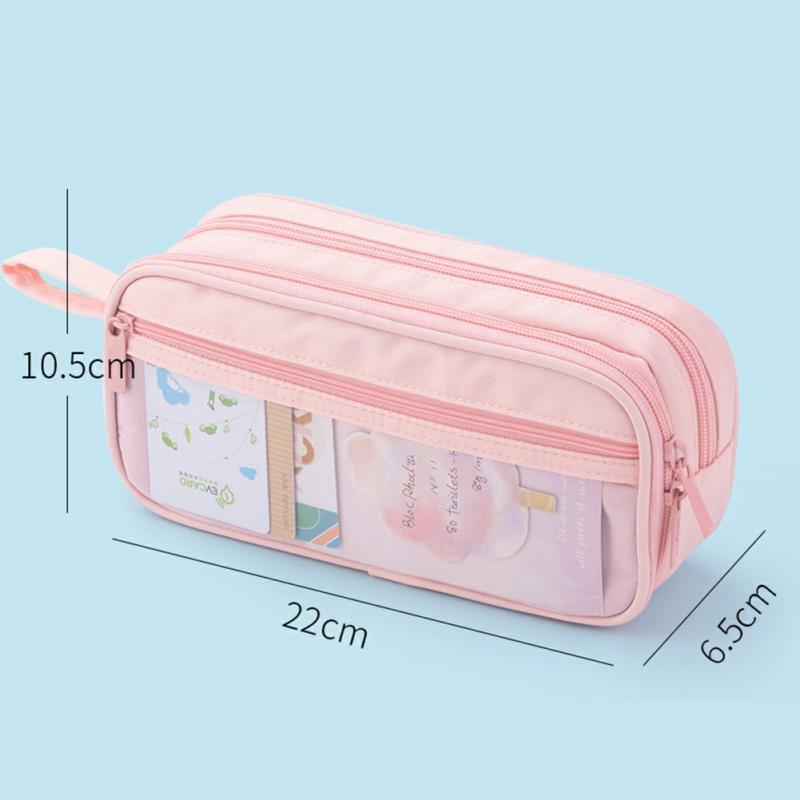 Ins Pencil Pouch Japanese Large-Capacity Junior Middle School Students Transparent Pencil Case Purple  |  Desk Supplies Desk Supplies Black