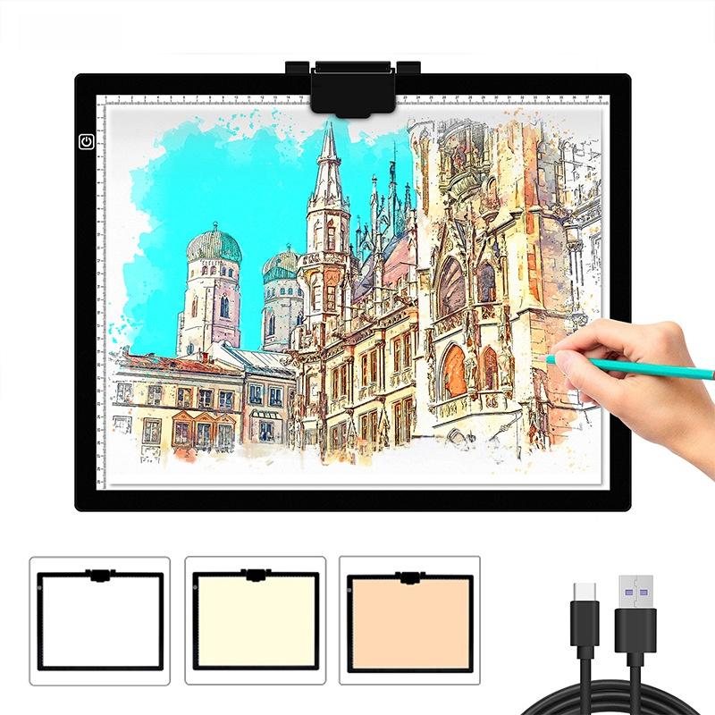 Jishengke’s New A3 Magnetic Copying Desk Led Luminous Drawing Board Art Calligraphy Copying Board Cross-Border Exclusive Monochrome Temperature Six Gear Plus Stepless Dimming + Typec Line + Pencil  |  Boards & Easels Boards & Easels Boards & Easels