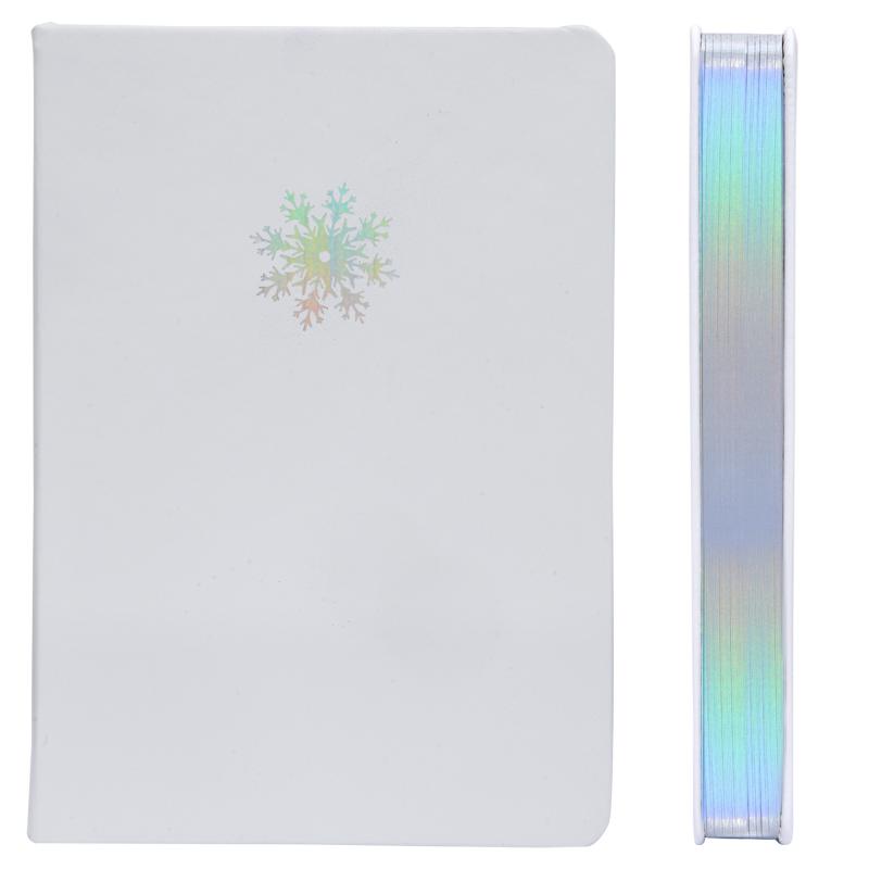 Journal White Pu Leather Snow A5 Dot Grid Journal Diary With Gilded Holo Edges  |  Writing Material Writing Material Writing Material