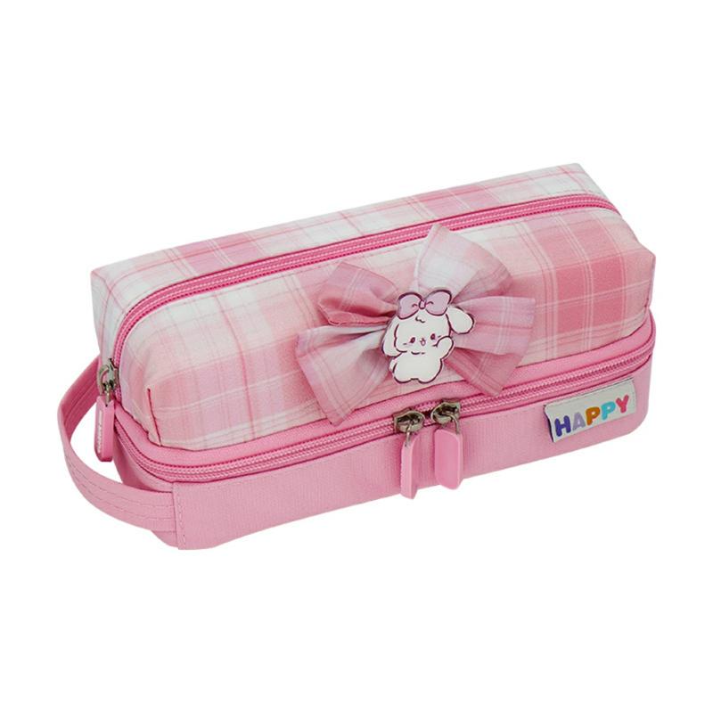 Korean Version Of Small Fresh High-Value Large-Capacity Pencil Case Multifunctional Stationery Bag Student Pencil Bag Pink,7187  |  Desk Supplies Desk Supplies Black