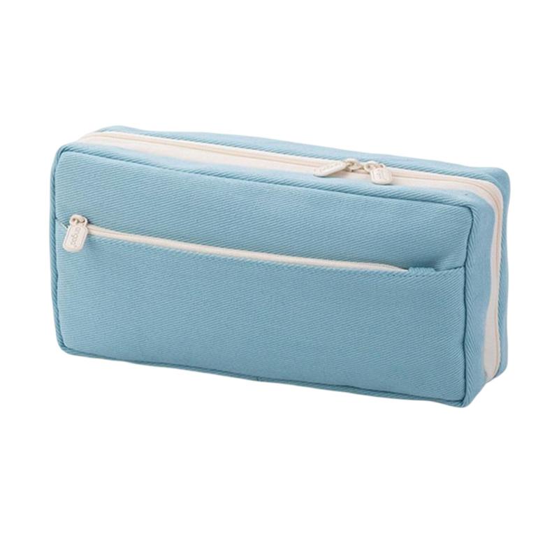 Large Capacity Pencil Bag Pouch College Student Office Simple Stationery Bag Back To School Gifts Light Blue  |  Desk Supplies Desk Supplies Beige