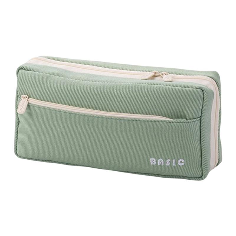 Large Capacity Pencil Bag Pouch College Student Office Simple Stationery Bag Back To School Gifts Light Green  |  Desk Supplies Desk Supplies Beige