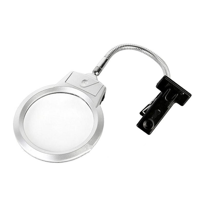 Lighted Led Lamp Magnifier Clip Table Top Desk Reading 2.25X 5X Magnifying New  |  Files & Folders Files & Folders Files & Folders