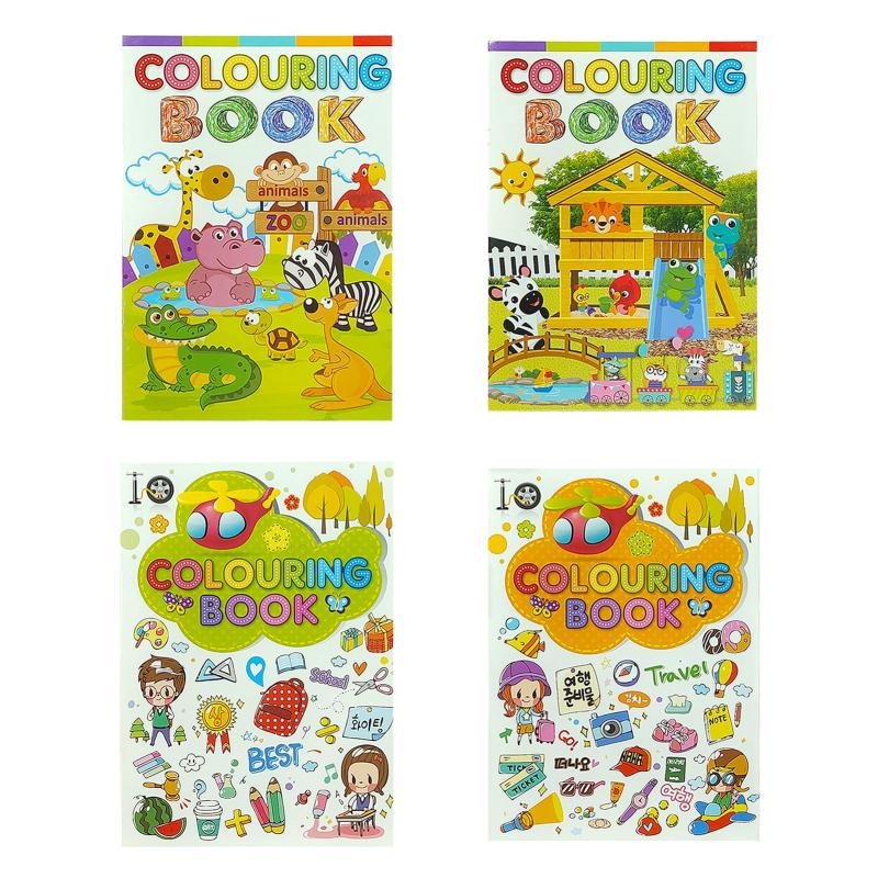 Lovely Cartoon Doodles Coloring Books Portable Color Filling Books For Kids Boys Girls 4Pcs  |  Art & Crafts Art & Crafts Art & Crafts