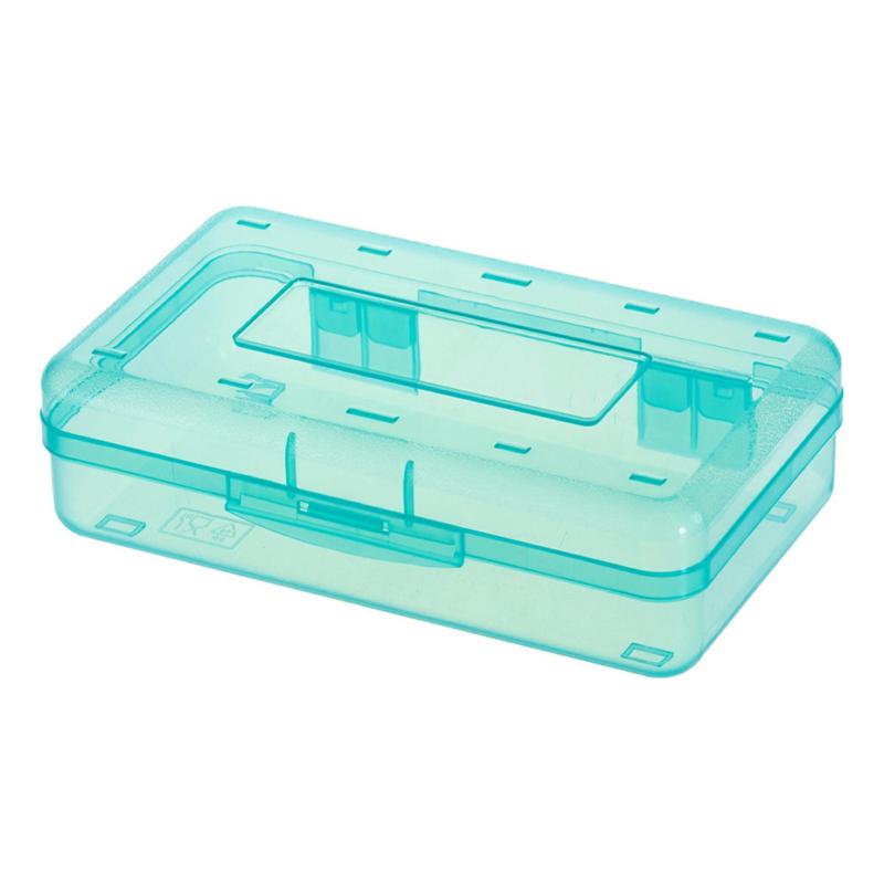 Lovely Transparent/Colorful Pencil Box Portable Large Capacity Pencil Box For Home School Office Fresh Green  |  Desk Supplies Desk Supplies Blue