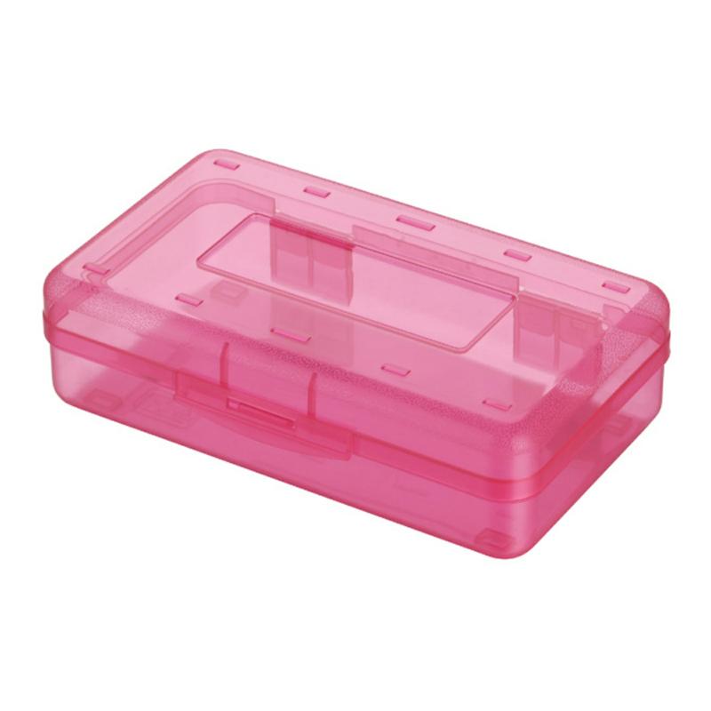 Lovely Transparent/Colorful Pencil Box Portable Large Capacity Pencil Box For Home School Office Red  |  Desk Supplies Desk Supplies Blue