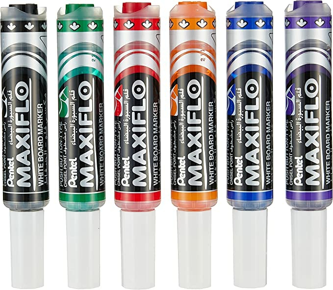 Maxiflo White Board Marker Chisel Tip Multicolor 6 Pieces  |  Writing Instruments Writing Instruments Writing Instruments