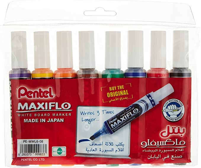 Maxiflo White Board Marker Chisel Tip Multicolor 8 Pieces  |  Writing Instruments Writing Instruments Writing Instruments