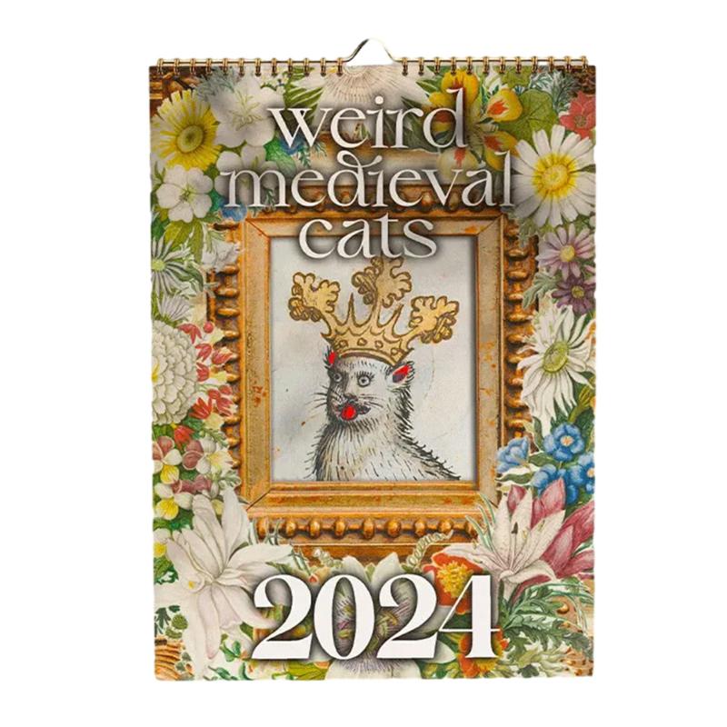 Medieval Cat Pattern Desktop Calendar Future Planning Table Calendar For Living Room Cat  |  Writing Material Writing Material Cat