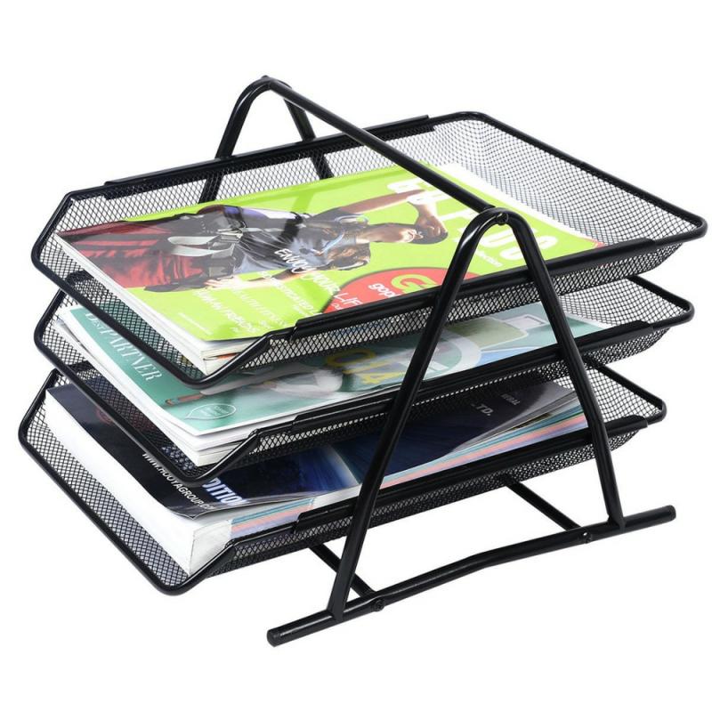 Metal 3 Tier Metal Document Trays A4 Paper Office Mesh Document File Paper Letter Tray Organiser Holder  |  Files & Folders Files & Folders Files & Folders