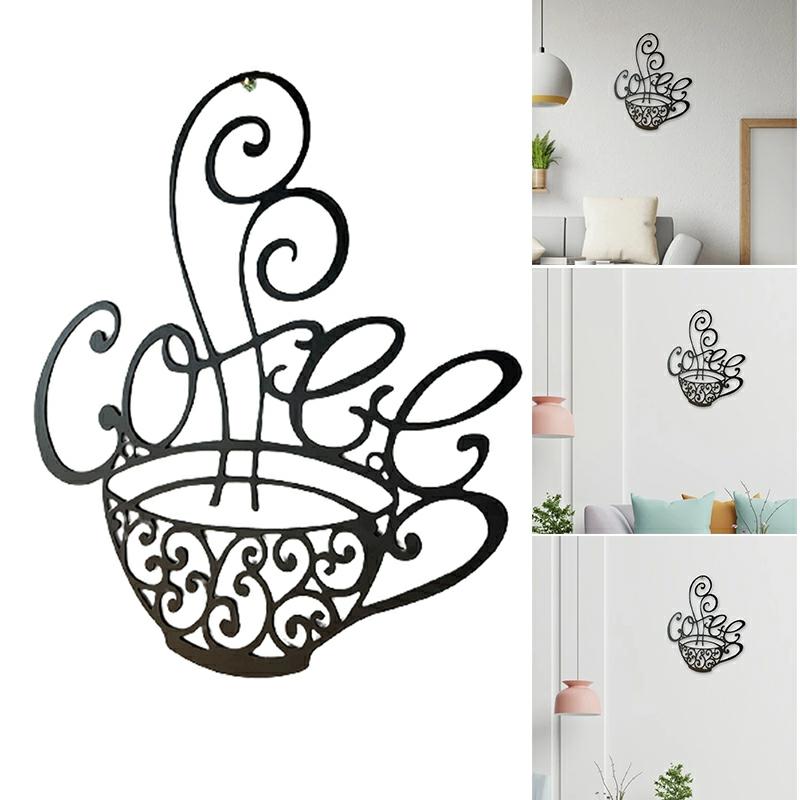 Metal Coffee Cup Wall Decoration Hollow Silhouette Art Ornament For Living Room Bedroom Kitchen New  |  Writing Material Writing Material Writing Material