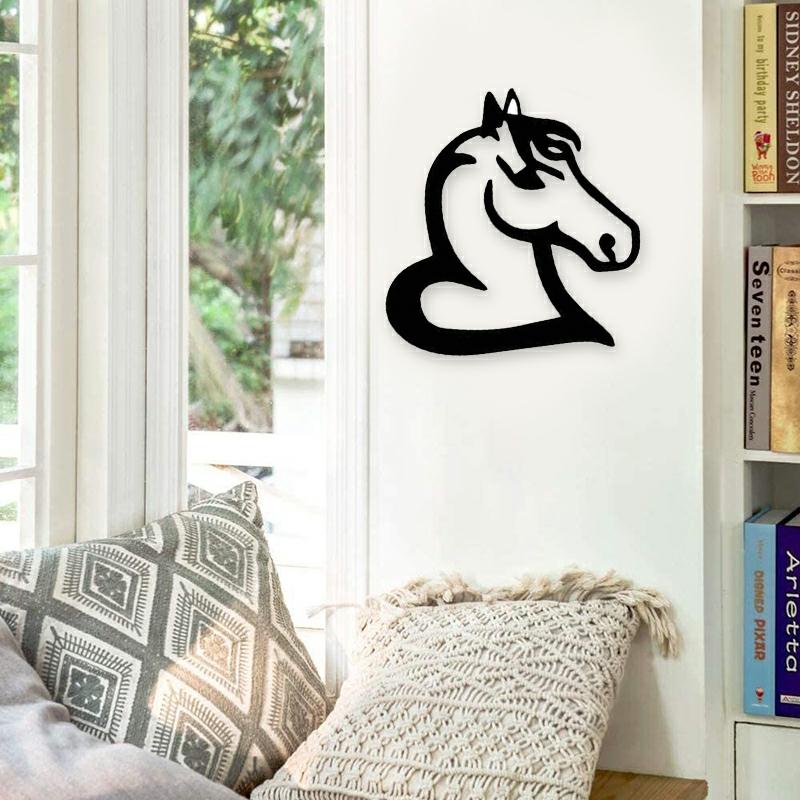 Metal Heart Shape Horse Wall Art Ornament Modern Simple Animals Hanging Artwork For Home Garden Decoration New  |  Writing Material Writing Material Writing Material