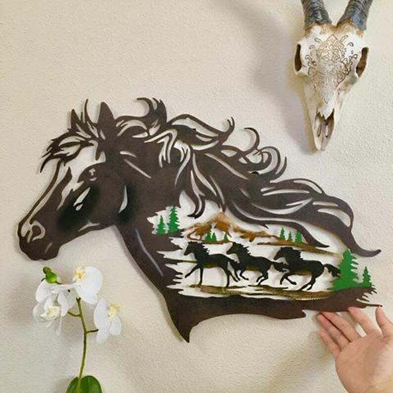 Metal Horse Wall Art Ornament Modern Running Horse Hanging Artwork For Home Living Room Bedroom Decoration New  |  Writing Material Writing Material Writing Material