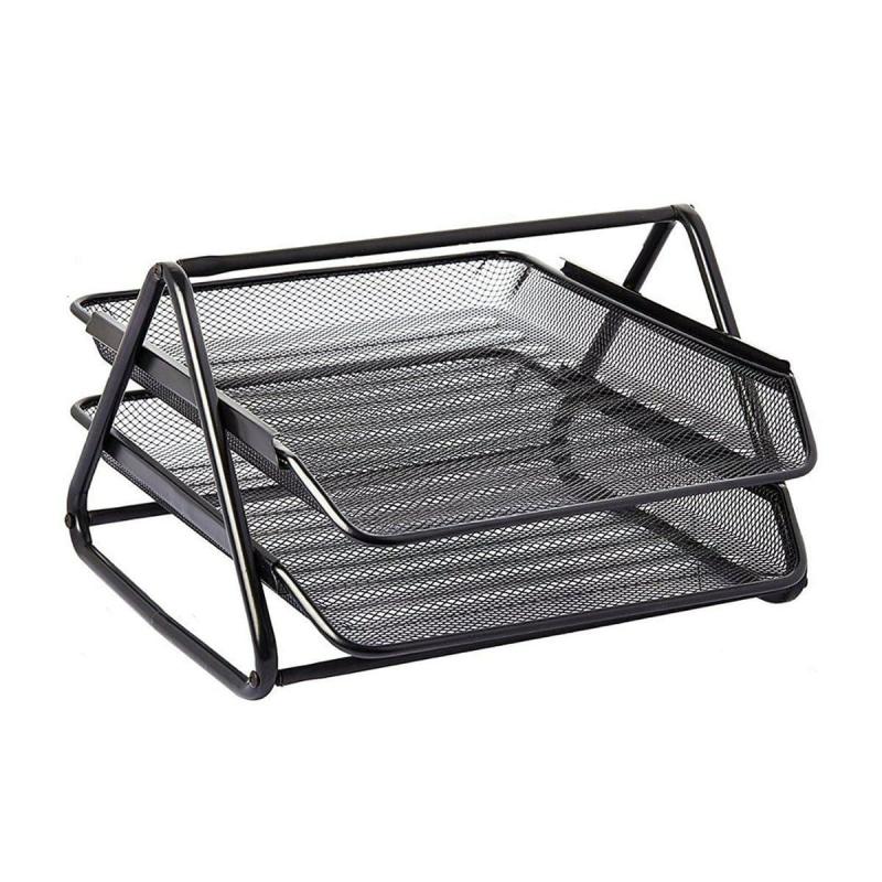 Metal Mesh 2 Tier Document Tray Black  |  Desk Supplies Desk Supplies Desk Supplies