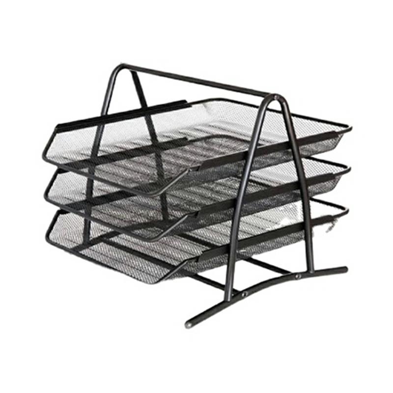 Metal Mesh 3-Tier Document Tray A4 Paper Office Document File Paper Letter Tray Organiser Holder  |  Files & Folders Files & Folders Files & Folders