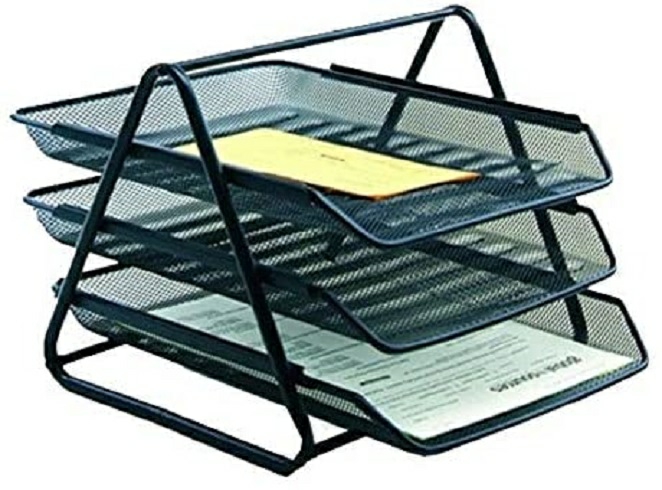 Metal Mesh 3 Tier Document Tray Black  |  Desk Supplies Desk Supplies Desk Supplies