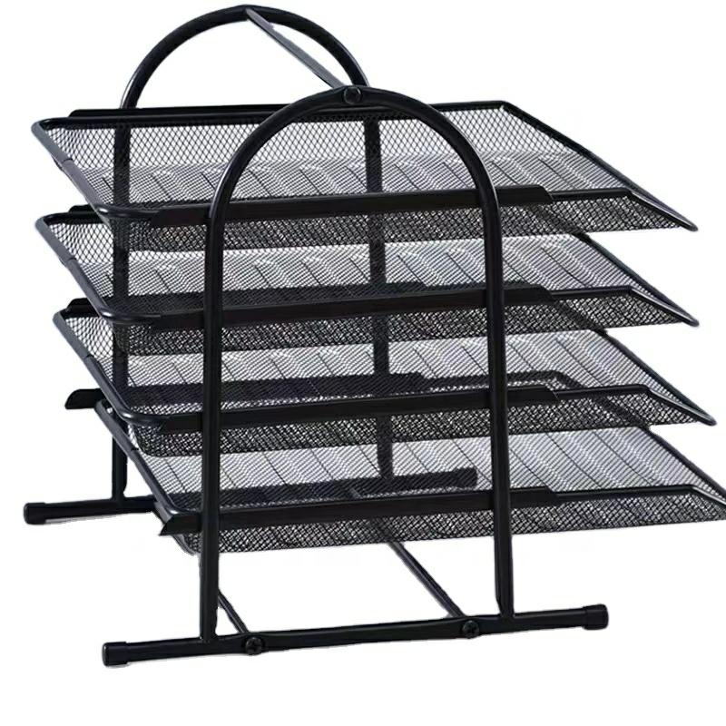 Metal Mesh 3/4-Tier Document Tray A4 Paper Office Document File Paper Letter Tray Organiser Holder For School Office File Tray  |  Files & Folders Files & Folders Files & Folders