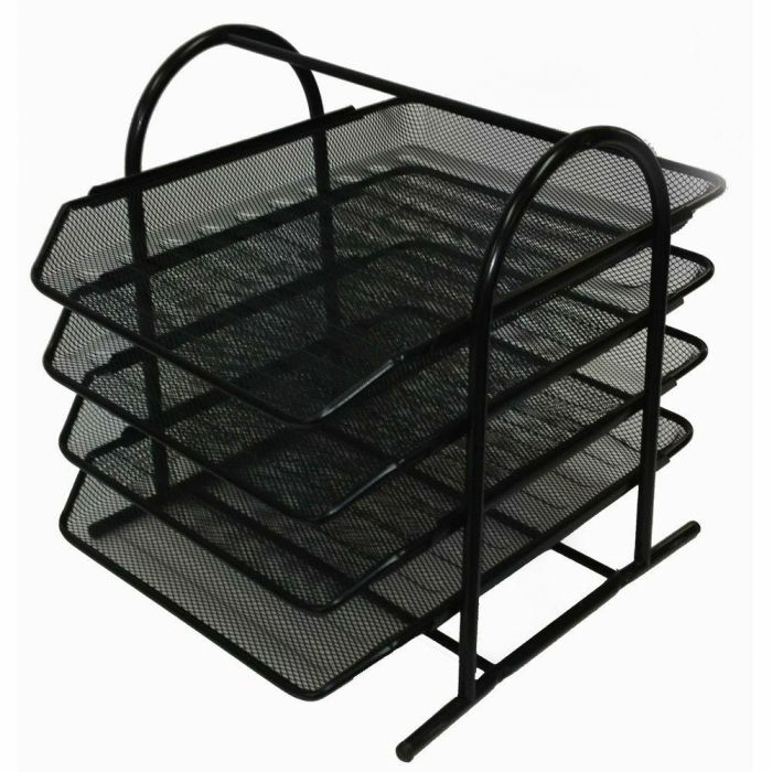 Metal Mesh 4 Tier Document Tray, Black  |  Desk Supplies Desk Supplies Desk Supplies