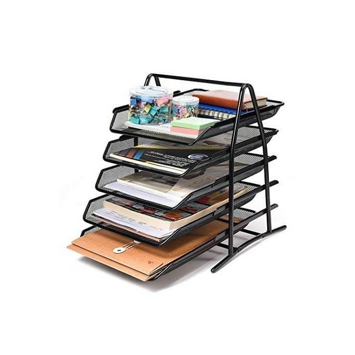 Metal Mesh 5 Tier Document Tray Black  |  Desk Supplies Desk Supplies Desk Supplies