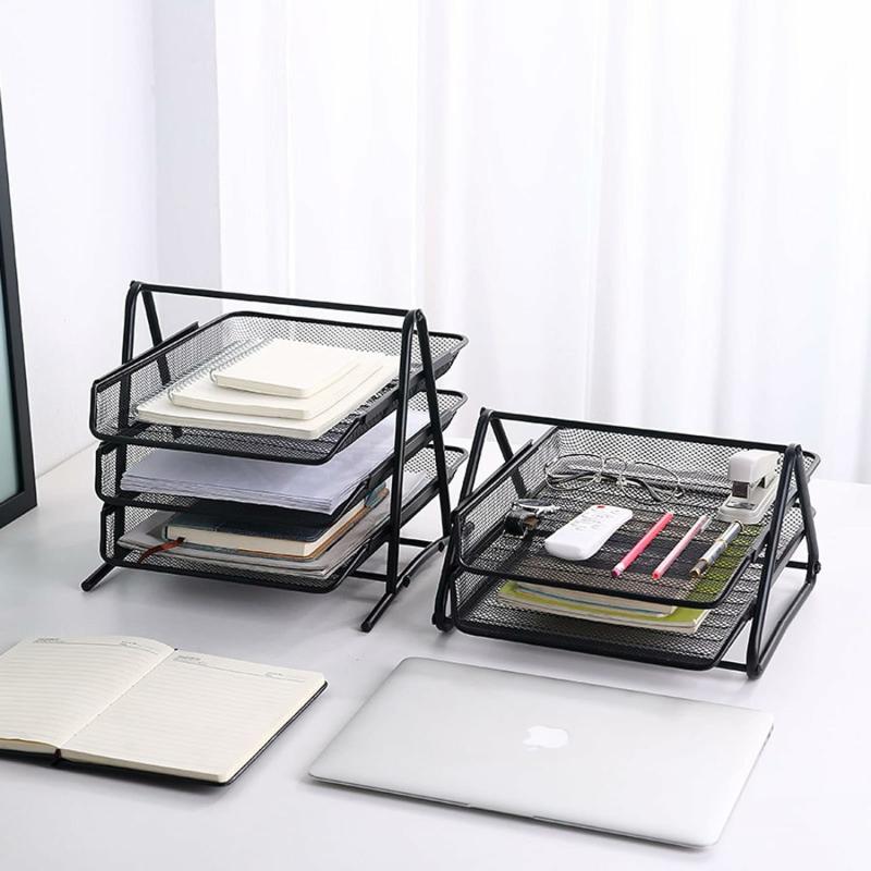 Metal Mesh Document File Tray Mesh Office Desk Organizer Mesh File Tray 3-Tiers Document Tray  |  Files & Folders Files & Folders Files & Folders