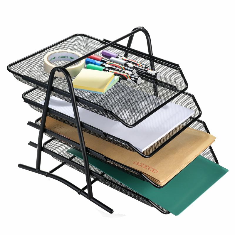 Metal Mesh Document Tray Magazine Rack Tray 4-Tier Desktop Office Document Tray  |  Files & Folders Files & Folders Files & Folders