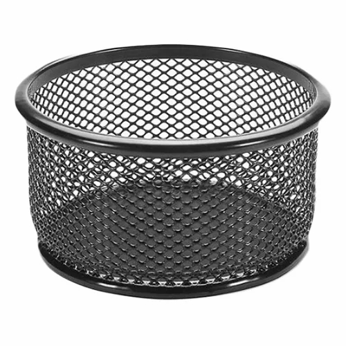 Metal Mesh Pen Holder Round Black  |  Desk Supplies Desk Supplies Desk Supplies