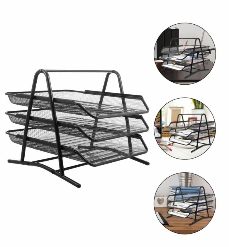 Mindspace 3 Trays Metal File Tray Desktop Document Stackable Letter Organizer Office Paper Tray The Mesh Collection  |  Files & Folders Files & Folders Files & Folders