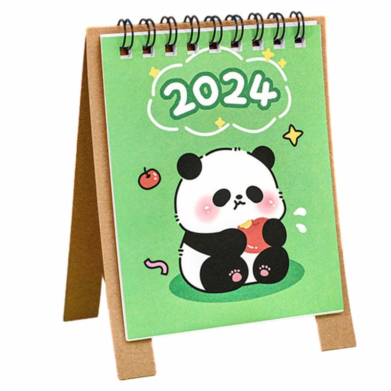 Mini Cartoon Desk Calendar Flip Page Design Table Calendar For Living Room Soft Cute Panda  |  Writing Material Writing Material Candy Ball