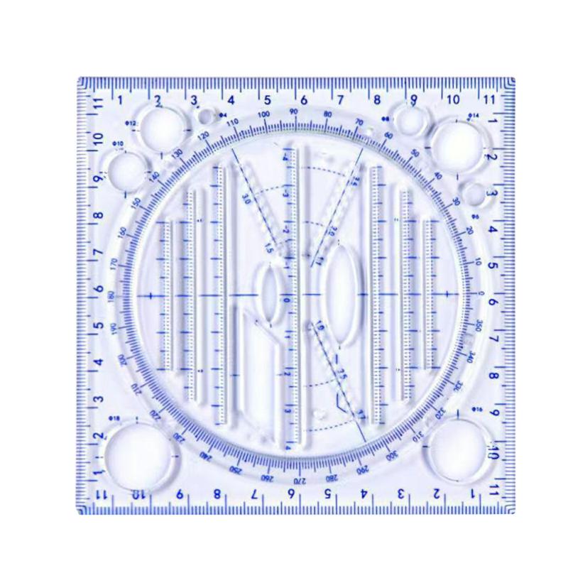 Multifunctional Ruler Geometric Drawing Template Measuring Tool For School Office Supplies Blue  |  Writing Instruments Writing Instruments Black