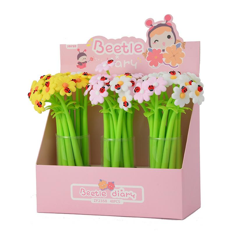 New 3D Pen Cartoon Character Shape Cute Kids Wholesale Neutral Ballpoint Flower Neutral Pen 48-Piece-Set  |  Writing Instruments Writing Instruments 48-piece-set