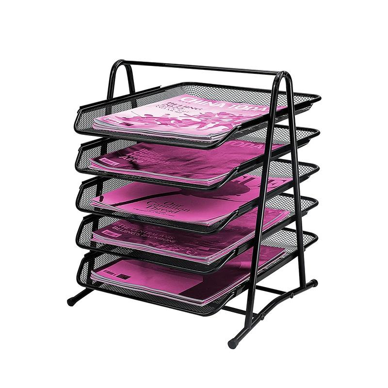 New Arrivals 4 Tier Stackable Letter Tray Black Metal Mesh Desk File Holder Office Document Organizer  |  Files & Folders Files & Folders Files & Folders