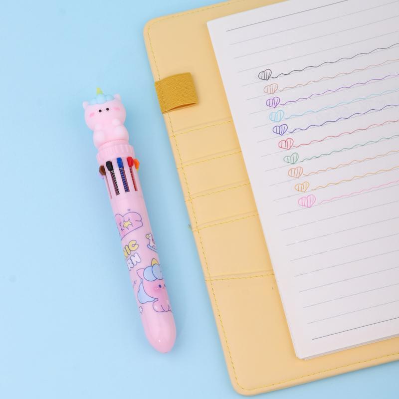 New Style Fancy Unicorn 6 Color Ball-Point Pen For Kid Gift School &Office Supplies Kawaii Stationery Pen Ballpoint Supplier Pink  |  Writing Instruments Writing Instruments Blue