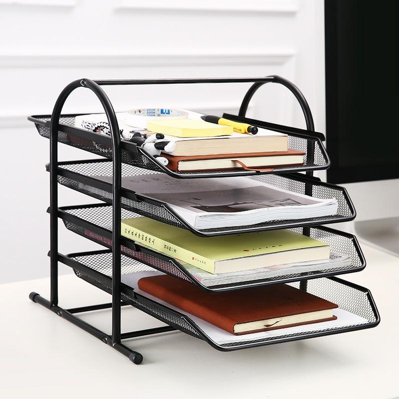 Office  Desk Organizer 4-Tier Metal Mesh Document Tray  |  Files & Folders Files & Folders Files & Folders