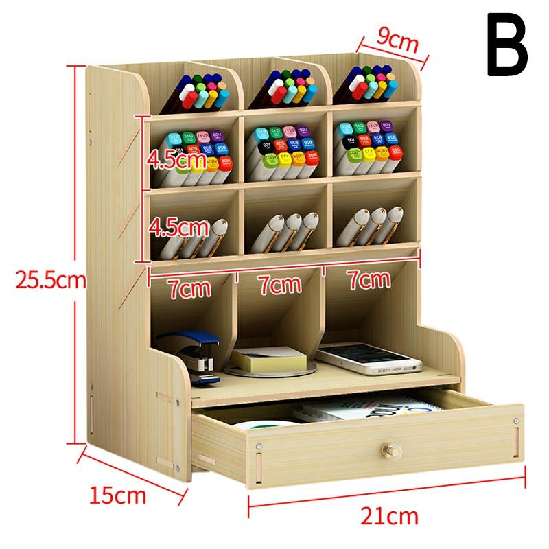 Office Desk Organizer Desktop Pen Pencil Holder Container Storage Box Portable With Drawer B  |  Desk Supplies Desk Supplies B