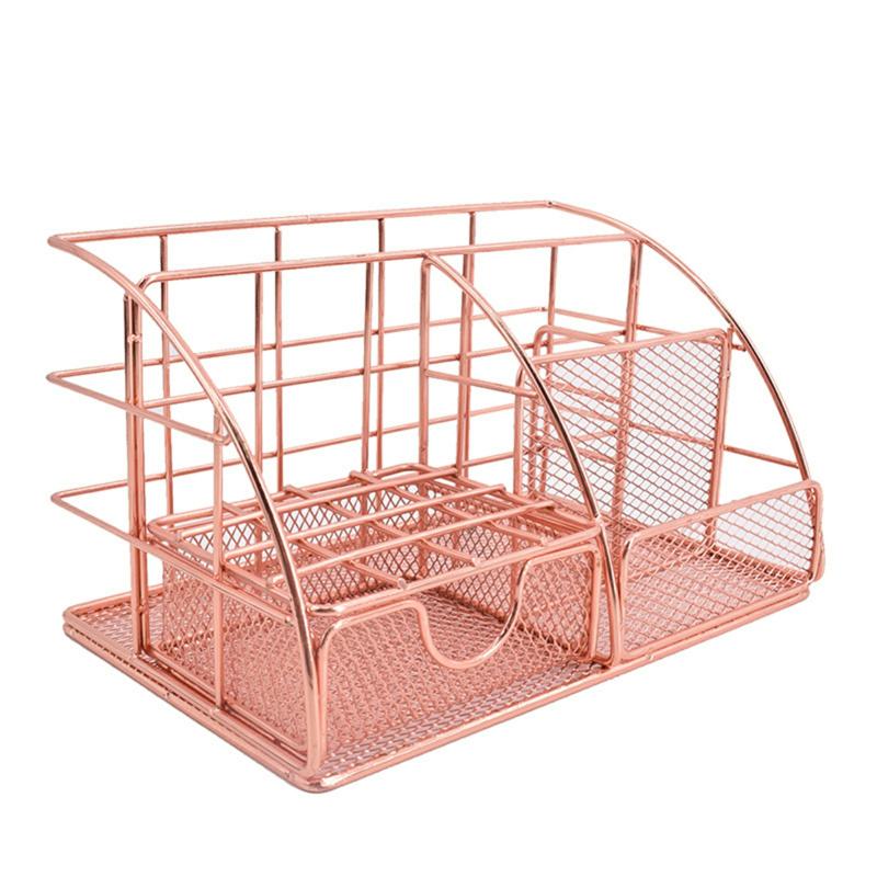 Office Desk Organizer With 6 Compartments And Drawer The Mesh Collection Storage Holder Case Rose Gold  |  Files & Folders Files & Folders Files & Folders