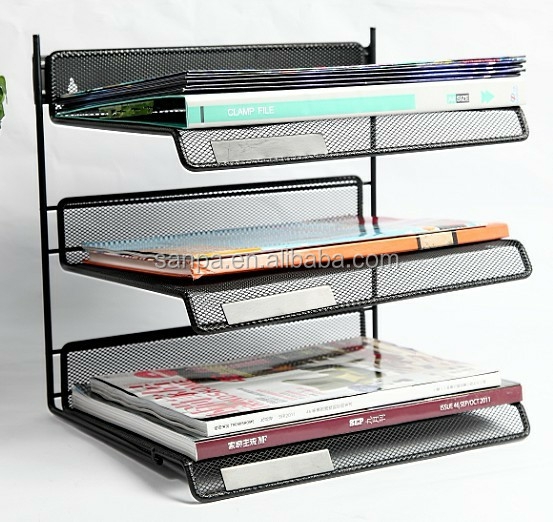 Office Metal Mesh Wire Desk Organizer Document Stacking Paper Tray  |  Files & Folders Files & Folders Files & Folders