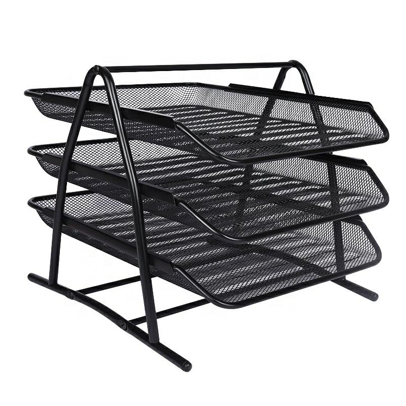 Office Supplies Iron Mesh Metal 3 Layer File Rack File Storage Data Rack  Data Rack Drawer Type File Tray  |  Files & Folders Files & Folders Files & Folders