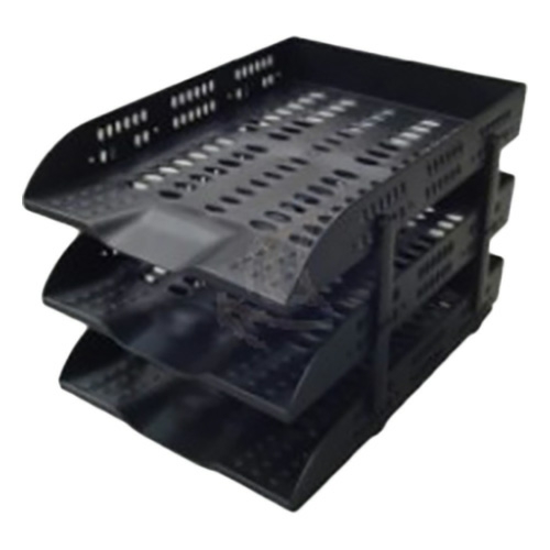 Paper Tray 3 Layer Plastic Black 9215  |  Desk Supplies Desk Supplies Desk Supplies