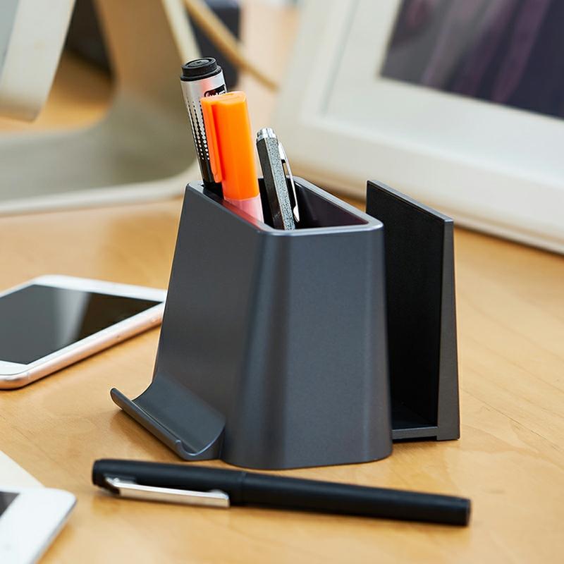 Pen Pencil Holder With Phone Stand And Tablet Laptop Stand Multifunctional Stationary Container Office Supplies Black  |  Desk Supplies Desk Supplies Black