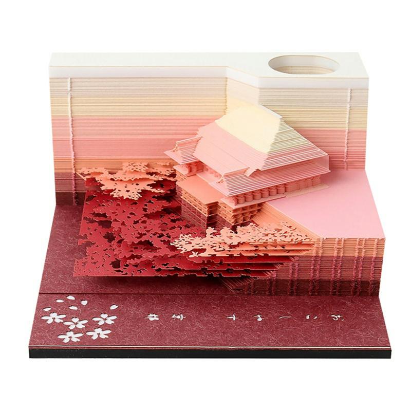 Personalized Japanese Temple 3D Notepad Diy Paper Notes Desk Ornament For Men Kids Boy Girl Red  |  Writing Material Writing Material Gold