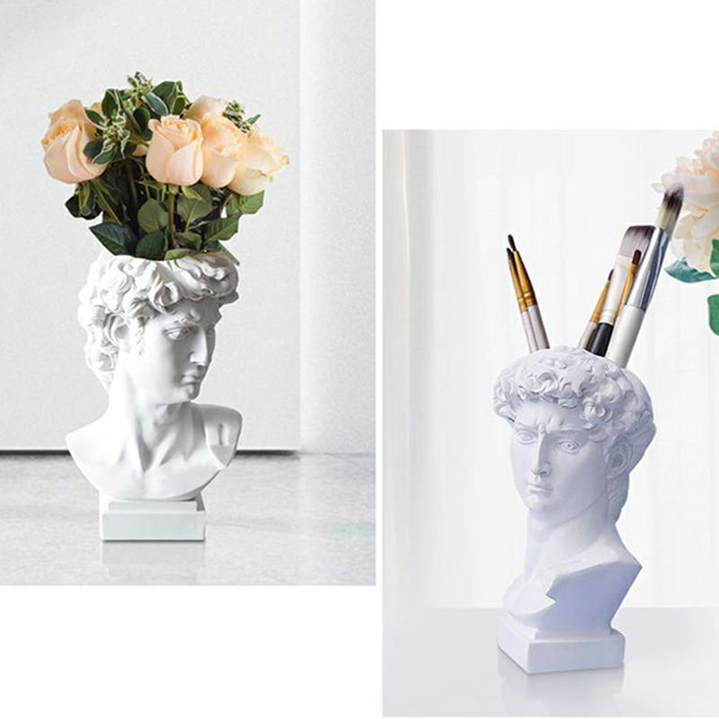 Plaster Vases David Sculptures Creatives Resin Imitation Head Vases Flower Arrangement Accessories For Home Decoration  |  Desk Supplies Desk Supplies Desk Supplies