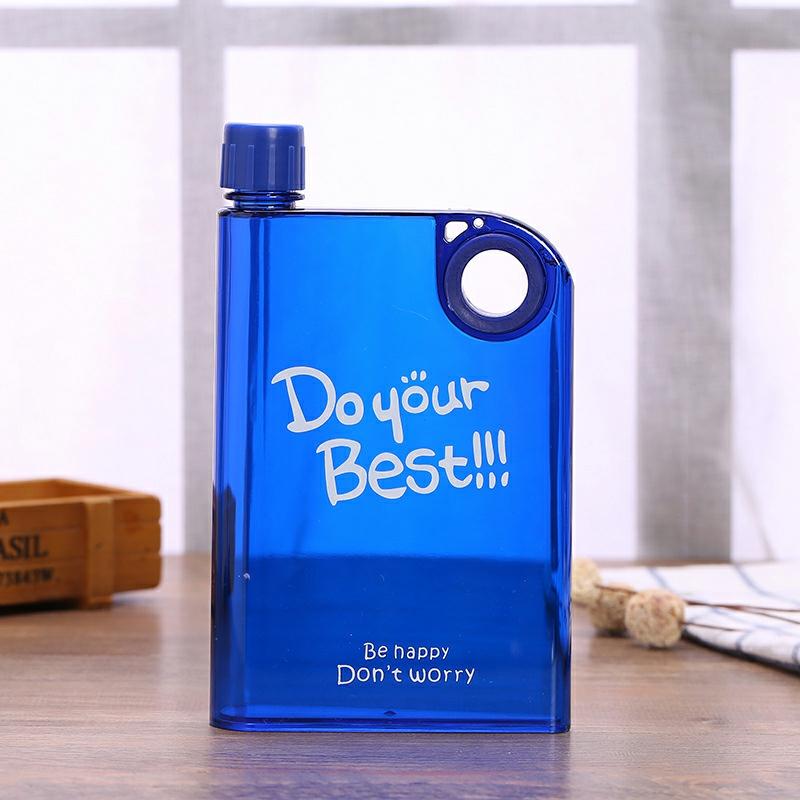 Portable Flat Water Bottle Reusable Slim Leak Proof Flat Water Bottle Kettle For School Outdoor Dark Blue  |  Writing Material Writing Material Dark Blue