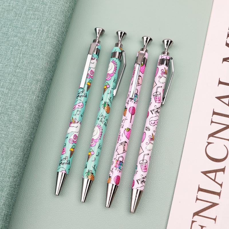 Promotion Neutral Pen Print Film Cute Ballpoint Pen Press Automatic Pencil Uv Metal Accessory Pencil Student Blue  |  Writing Instruments Writing Instruments Blue