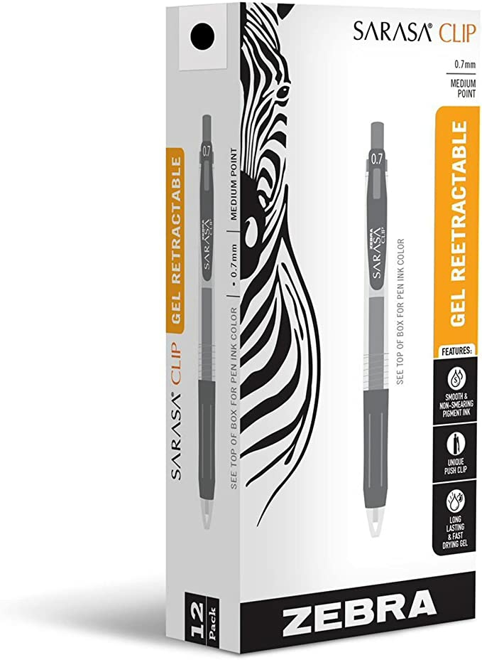 Sarasa Clip 0.7Mm Black Ink Rollerball Gel Pens Pack Of 12  |  Writing Instruments Writing Instruments Writing Instruments